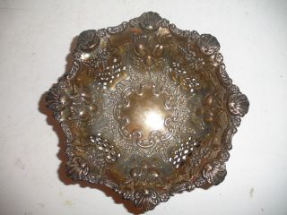 Antique English William Davenport Sterling Silver Pierced Candy Nut Bowl photo