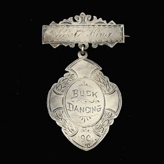 Antique Sterling Silver Buck Dancing Medal 1901 photo
