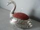 Fabulous Large Size Antique Solid Silver Novelty Swan Pin Cushion Circa 1900 Other photo 1