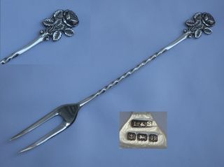 A Example Of A English Sterling Silver Sweet Meat Fork,  Levi & Salaman photo