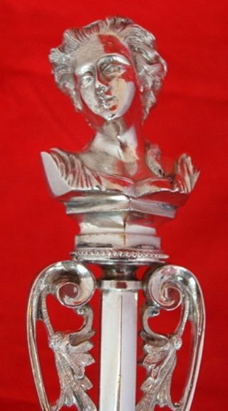 Wood & Hughes Sterling Silver Punch Ladle Figural Bust Face Circa 1868 photo