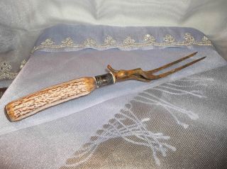 Stag Horn Meat Fork With Sterling Collar And End Tip photo