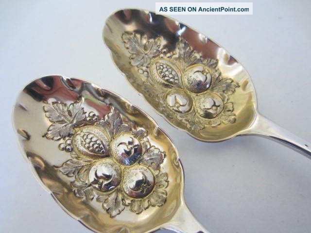 Pair Victorian Sterling Silver Berry Spoons. . .  London 1854. . . Other photo