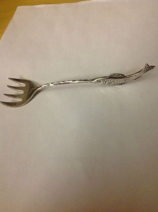 Vintage Sterling Silver Fish Fork With Fish Handle Rare photo