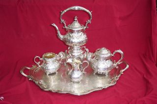 1909 Antique English Sterling Silver 6 Piece Tea Set - Fenton Brothers photo