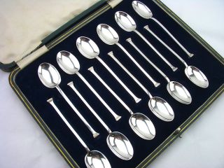Seal Top Silver Tea Spoons - 12pcs - Sheffield 1916 - 4oz photo