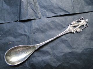 Dutch Mustard Spoon With A Milk Carrier On Top Sterling Silver C.  1900 photo