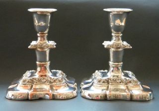 Good Pair Of Old Sheffield Plate Victorian Silver Rococo Style Candlesticks C184 photo