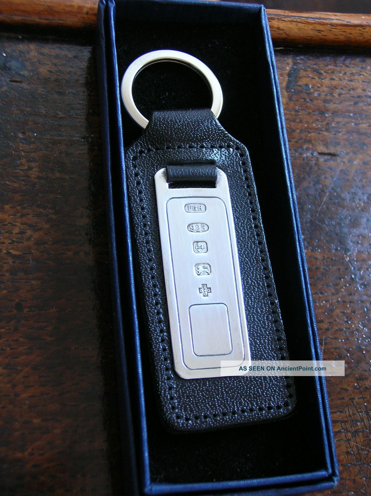 Boxed Solid Silver/leather Millennium Hallmarked Keyring - Year 2000 Other photo