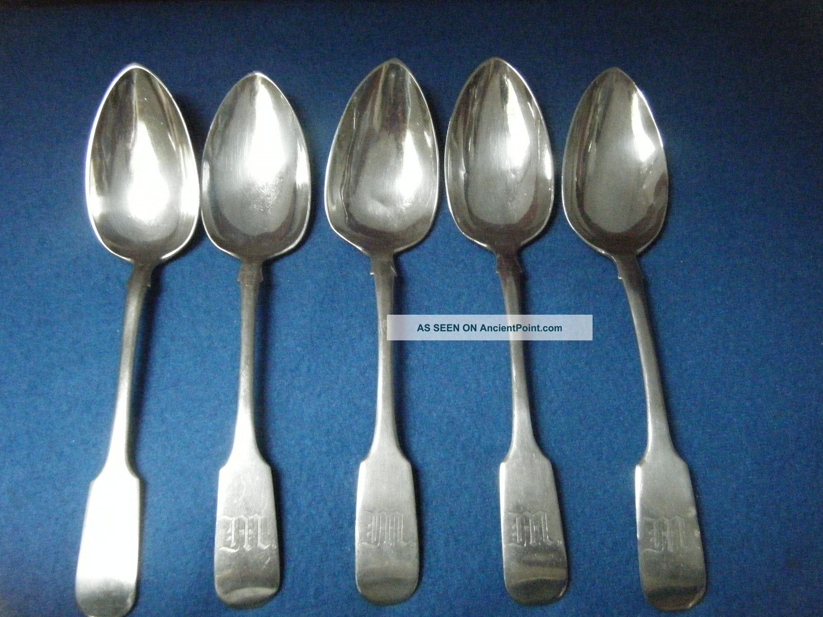 5 Imperial Russian 84 Silver Fiddle Pattern Table Serving Spoons Moscow 1862 Other photo