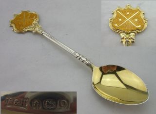 Vintage Silver & Enamel Souvenir Spoon - 1938 - (golf) photo