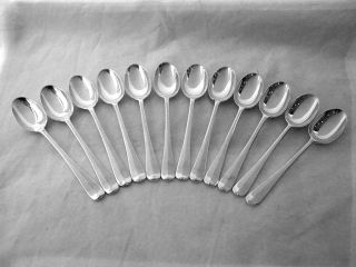 Set Of 12 Silver Rattail Tea Spoons London 1912 photo