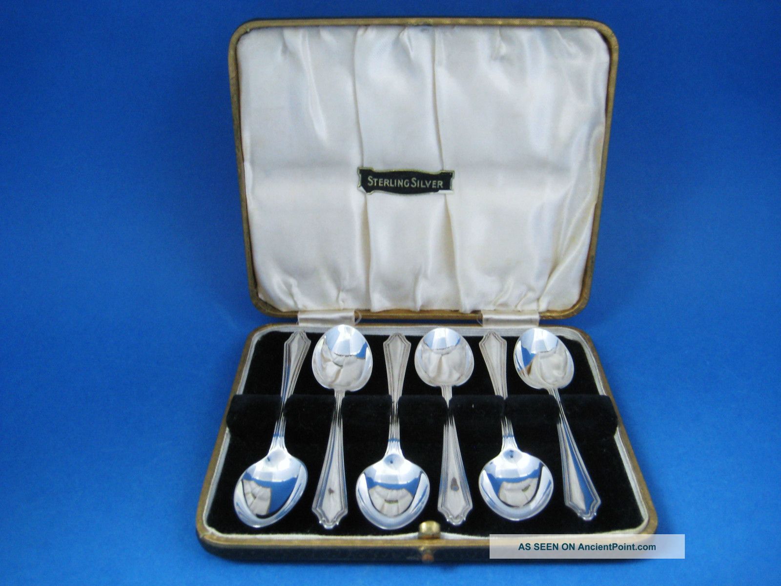6 Large English Solid Silver Teaspoons Bhm 1957 Cased & Unpersonalised Other photo