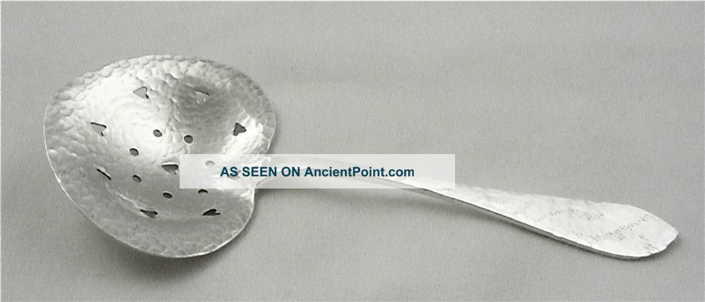 Antique Shiebler Sterling Silver Bonbon Spoon Pointed Tip Hammered Pattern 1880 Other photo