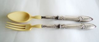 Antique French Sterling Silver Salad Serving Set 2/ps photo