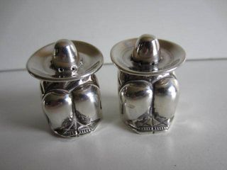 Pair Novelty Mexican Sterling Silver Pepper Pots. . . photo