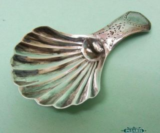George Iii Sterling Silver Shell Shape Caddy Spoon John Turner England 1794 photo