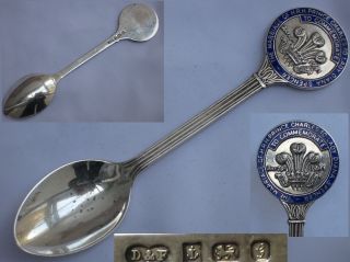 Fine English Sterling Silver/enamelled Spoon Commemorate Charles & Diana photo