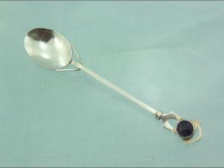 Vintage Arts & Crafts Style Silver Spoon With Amethyst Finial 1957 photo