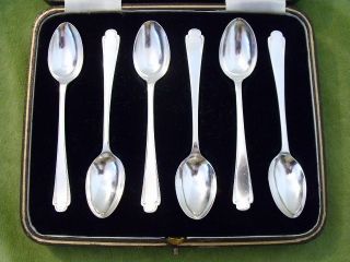 Set Of Six 1939 George Vi Solid Silver Spoons Cased By Frank Cobb & Co photo