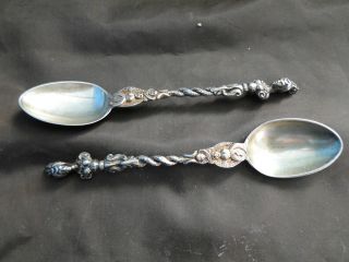 Pair Of English Cast Tea Spoons Made In London 1880 By Charles Boyton photo
