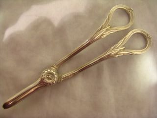Pair Lily Pattern Solid Silver Grape Scissors - 1986 photo