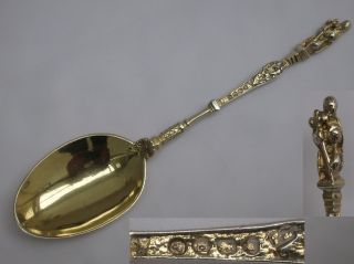 Magnificent Large Antique Victorian 1880 Sterling Silver Gold Gilt Apostle Spoon photo