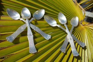 1920 Antique Solid Silver 800 Set Of 6 Spoons Art Deco Heavy Design One Of Kind photo