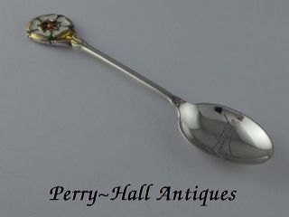 Silver & Enamel Souvenir ' England ' Spoon.  Fully Hallmarked Birmingham 1968 photo