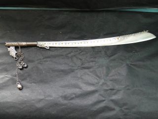 Oriental Paper Knife Made In Sterling Silver 1870 photo