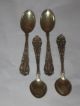 Set 4 Sterling Silver Demitasse Spoons Gold Wash Bowls Other photo 1