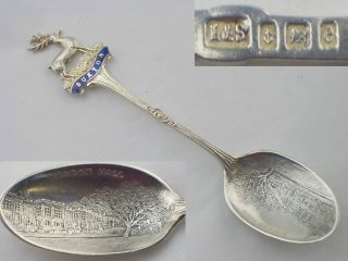 Edwardian Silver & Enamel Souvenir Spoon 1904 Buxton - Haddon Hall photo