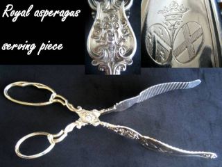 Antique French Sterling Silver Asparagus Pastry Server Armorial Mascaron photo