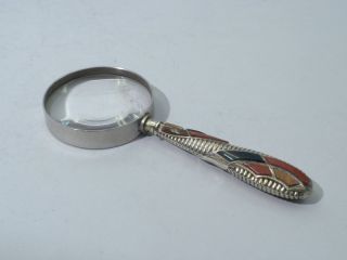 English Sterling And Scottish Agate Magnifying Glass photo