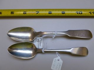 2 Antique American Coin Silver Spoons,  1 By S.  Baker photo