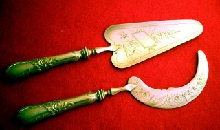 Rare Set,  1880s,  Silver,  Aspic Knife With Matching Server photo