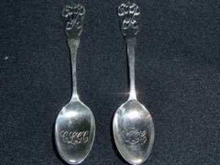 Two Art Deco Solid Silver Tea Spoons With Golf Club Design Circa 1933/34 photo