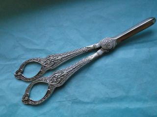 Antique Victorian Pair Of Grape Scissor Made In Silver Plate By Jr & S photo