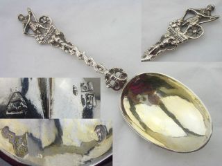 Dutch Silver Figural Spoon 1884 Gilded Detail photo