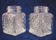 Small Salt And Pepper Shakers In Pressed Glass With Two Lids In Silver Plate Other photo 1