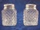 Small Salt And Pepper Shakers In Pressed Glass With Two Lids In Silver Plate Other photo 6