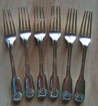 Set Of Six,  Antique,  Victorian,  English Silver Forks,  London Hayne & Cater C1845 photo