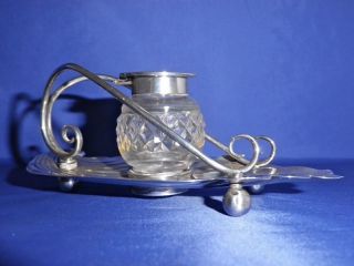 1901 Antique English Sterling Silver Inkwell Inkstand photo