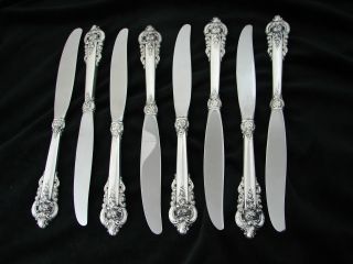 8 Vintage Wallace Grande Baroque (1941) Modern Hollow Place Knives (8 7/8 