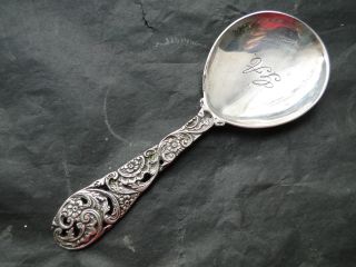Caddy Spoon With A Fancy Handle Sterling Silver 800 Italian Circa 1960 photo