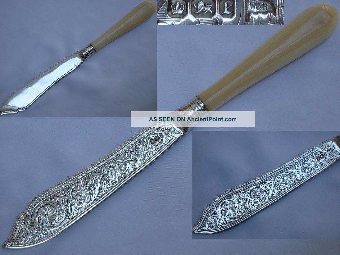 Stunning Victorian Sterling Silver English Fish Knife Walker & Hall Sheffield. Other photo