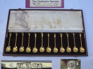 Magnificent Very Attractive Cased Set Gold Gilt/ Sterling Silver Figure Spoons. photo