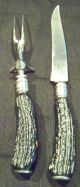Traditional Stag Sterling Silver / Steel Blade Carving Serving Fork Knife Set Other photo 1