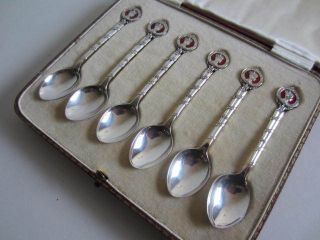 Cased Sterling Silver & Enamel 1937 Coronation Spoons. . . photo