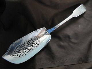 Antiques Sterling Silver Fish Slice Server - London 1837 Crested - Pierced photo